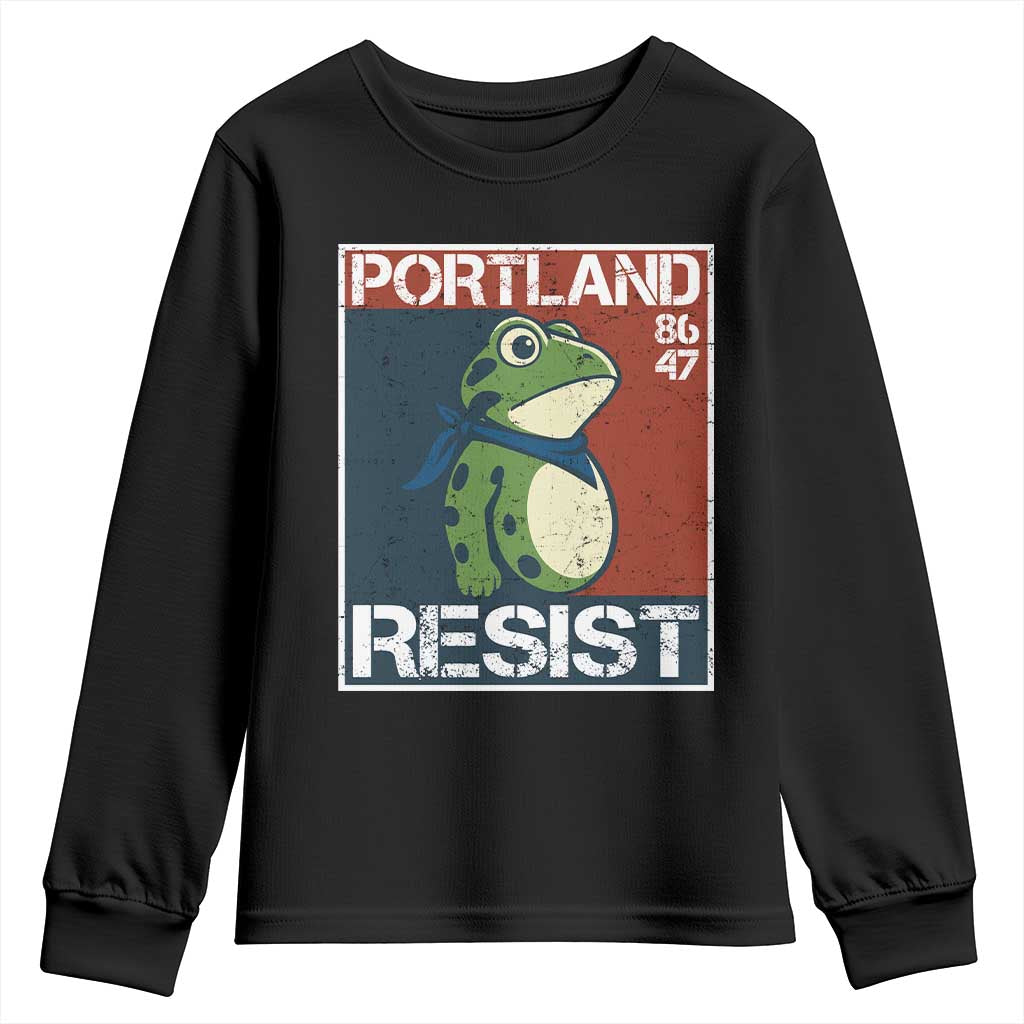Portland Resist Retro Frog 8647 Youth Sweatshirt Political Satire Protest Poster Graphic TS02 Black Print Your Wear
