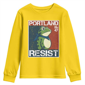 Portland Resist Retro Frog 8647 Youth Sweatshirt Political Satire Protest Poster Graphic TS02 Daisy Print Your Wear