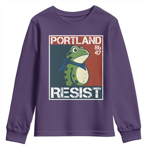 Portland Resist Retro Frog 8647 Youth Sweatshirt Political Satire Protest Poster Graphic TS02 Purple Print Your Wear