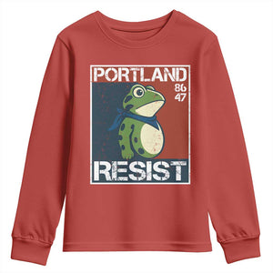 Portland Resist Retro Frog 8647 Youth Sweatshirt Political Satire Protest Poster Graphic TS02 Red Print Your Wear