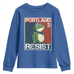 Portland Resist Retro Frog 8647 Youth Sweatshirt Political Satire Protest Poster Graphic TS02 Royal Blue Print Your Wear