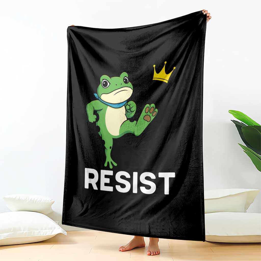 Resist Frog Kicking Crown Throw Blanket Funny No Kings In America Free Portland TS02 Print Your Wear
