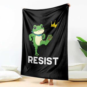 Resist Frog Kicking Crown Throw Blanket Funny No Kings In America Free Portland TS02 Print Your Wear