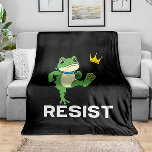 Resist Frog Kicking Crown Throw Blanket Funny No Kings In America Free Portland TS02 Print Your Wear