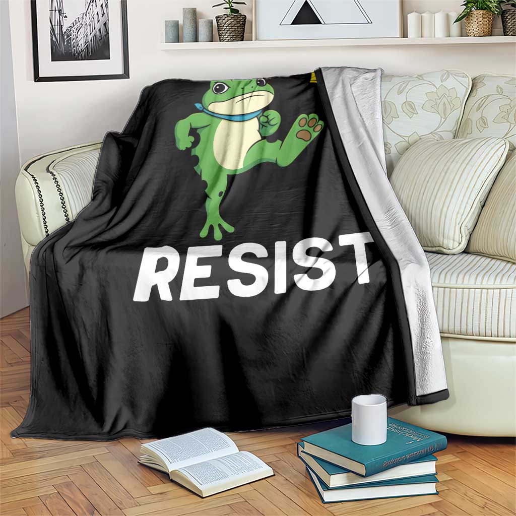 Resist Frog Kicking Crown Throw Blanket Funny No Kings In America Free Portland TS02 Print Your Wear