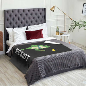 Resist Frog Kicking Crown Throw Blanket Funny No Kings In America Free Portland TS02 Print Your Wear