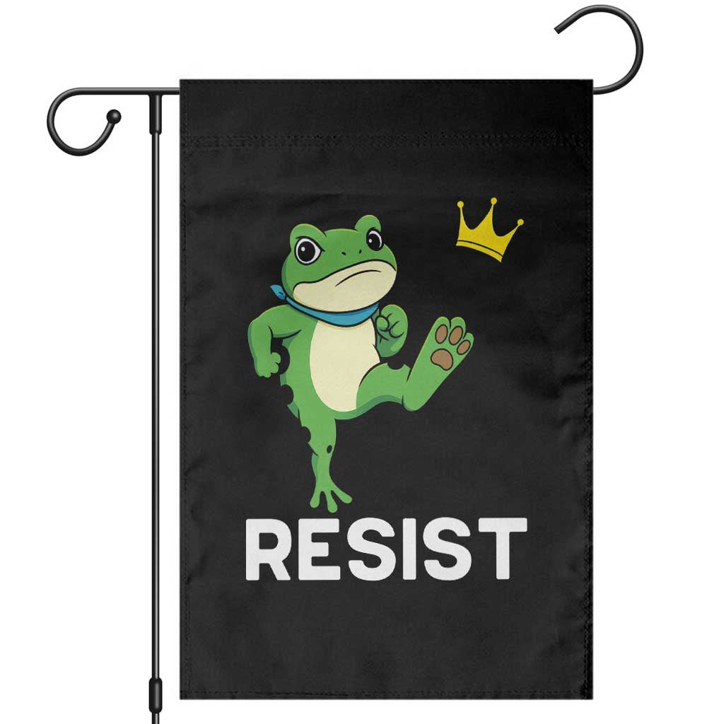 Resist Frog Kicking Crown Garden Flag Funny No Kings In America Free Portland TS02 Black Print Your Wear