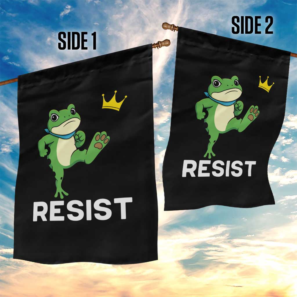 Resist Frog Kicking Crown Garden Flag Funny No Kings In America Free Portland TS02 Print Your Wear
