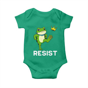 Resist Frog Kicking Crown Baby Onesie Funny No Kings In America Free Portland TS02 Irish Green Print Your Wear
