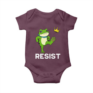 Resist Frog Kicking Crown Baby Onesie Funny No Kings In America Free Portland TS02 Maroon Print Your Wear