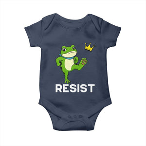 Resist Frog Kicking Crown Baby Onesie Funny No Kings In America Free Portland TS02 Navy Print Your Wear