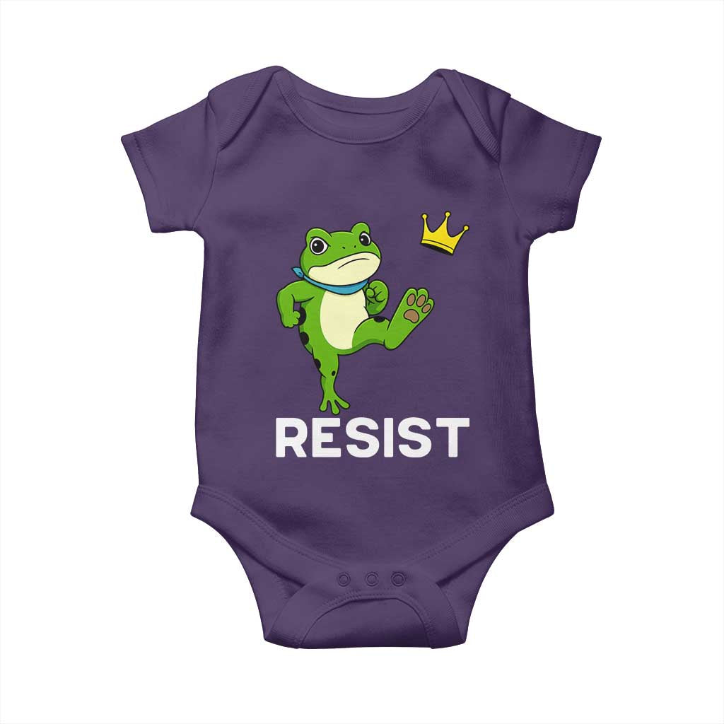 Resist Frog Kicking Crown Baby Onesie Funny No Kings In America Free Portland TS02 Purple Print Your Wear