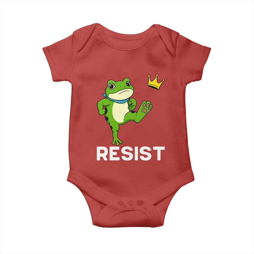 Resist Frog Kicking Crown Baby Onesie Funny No Kings In America Free Portland TS02 Red Print Your Wear