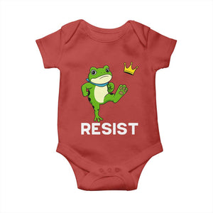 Resist Frog Kicking Crown Baby Onesie Funny No Kings In America Free Portland TS02 Red Print Your Wear