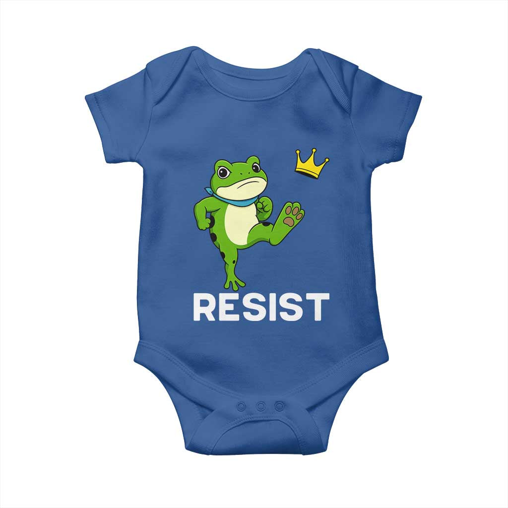 Resist Frog Kicking Crown Baby Onesie Funny No Kings In America Free Portland TS02 Royal Blue Print Your Wear