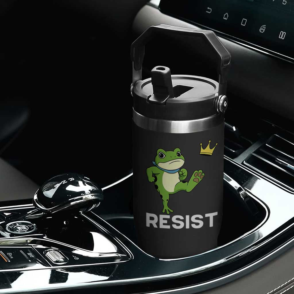 Resist Frog Kicking Crown Flip Straw Tumbler Funny No Kings In America Free Portland TS02 Print Your Wear