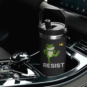 Resist Frog Kicking Crown Flip Straw Tumbler Funny No Kings In America Free Portland TS02 Print Your Wear