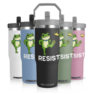 Resist Frog Kicking Crown Flip Straw Tumbler Funny No Kings In America Free Portland TS02 Print Your Wear