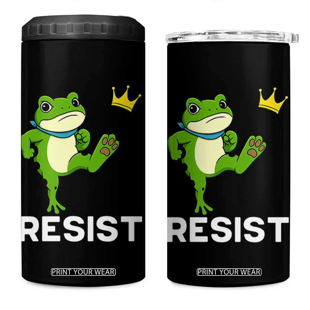 Resist Frog Kicking Crown 4 in 1 Can Cooler Tumbler Funny No Kings In America Free Portland TS02 One Size: 16 oz Black Print Your Wear