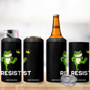 Resist Frog Kicking Crown 4 in 1 Can Cooler Tumbler Funny No Kings In America Free Portland TS02 Print Your Wear