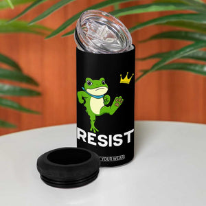 Resist Frog Kicking Crown 4 in 1 Can Cooler Tumbler Funny No Kings In America Free Portland TS02 Print Your Wear