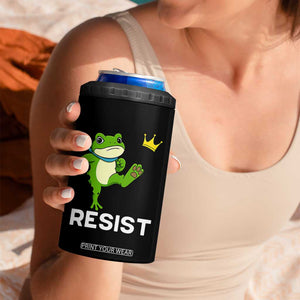 Resist Frog Kicking Crown 4 in 1 Can Cooler Tumbler Funny No Kings In America Free Portland TS02 Print Your Wear