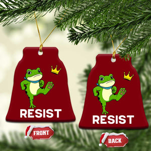 Resist Frog Kicking Crown Ceramic Ornament Funny No Kings In America Free Portland - Print Your Wear