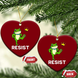 Resist Frog Kicking Crown Ceramic Ornament Funny No Kings In America Free Portland - Print Your Wear