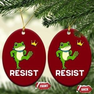 Resist Frog Kicking Crown Ceramic Ornament Funny No Kings In America Free Portland - Print Your Wear