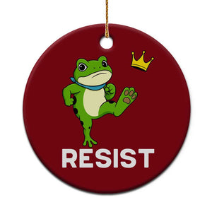 Resist Frog Kicking Crown Ceramic Ornament Funny No Kings In America Free Portland - Print Your Wear
