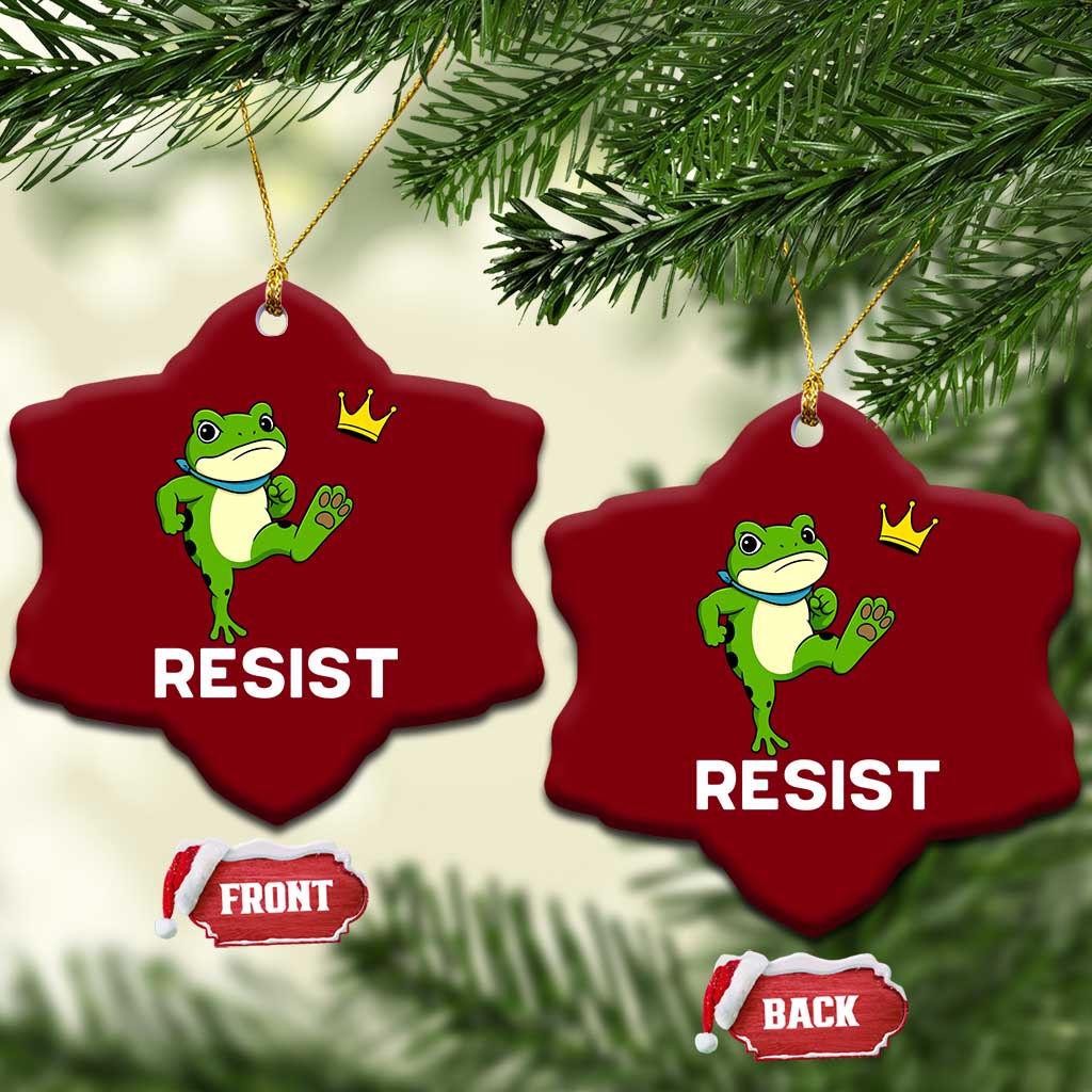 Resist Frog Kicking Crown Ceramic Ornament Funny No Kings In America Free Portland TS02 Print Your Wear