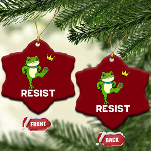 Resist Frog Kicking Crown Ceramic Ornament Funny No Kings In America Free Portland - Print Your Wear