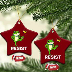 Resist Frog Kicking Crown Ceramic Ornament Funny No Kings In America Free Portland - Print Your Wear