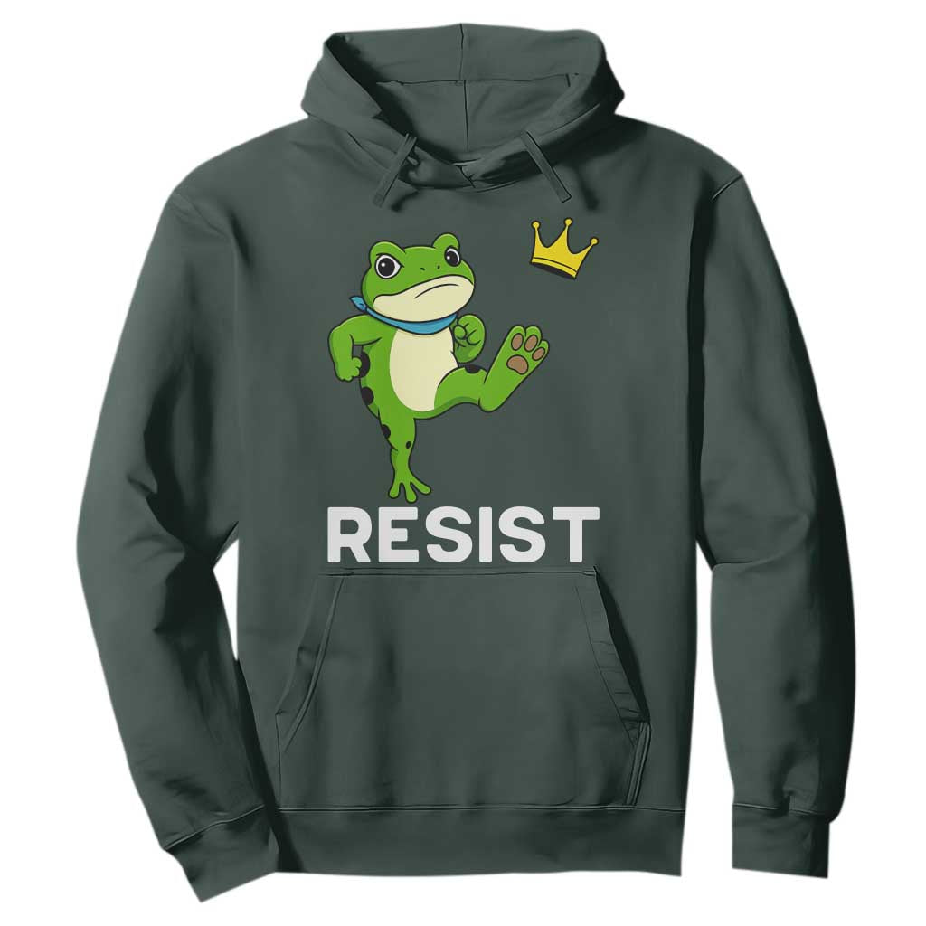 Resist Frog Kicking Crown Hoodie Funny No Kings In America Free Portland TS02 Dark Forest Green Print Your Wear