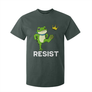 Resist Frog Kicking Crown T Shirt For Kid Funny No Kings In America Free Portland TS02 Dark Forest Green Print Your Wear