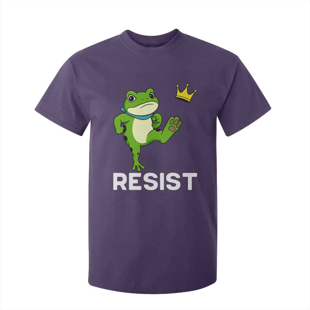 Resist Frog Kicking Crown T Shirt For Kid Funny No Kings In America Free Portland TS02 Purple Print Your Wear