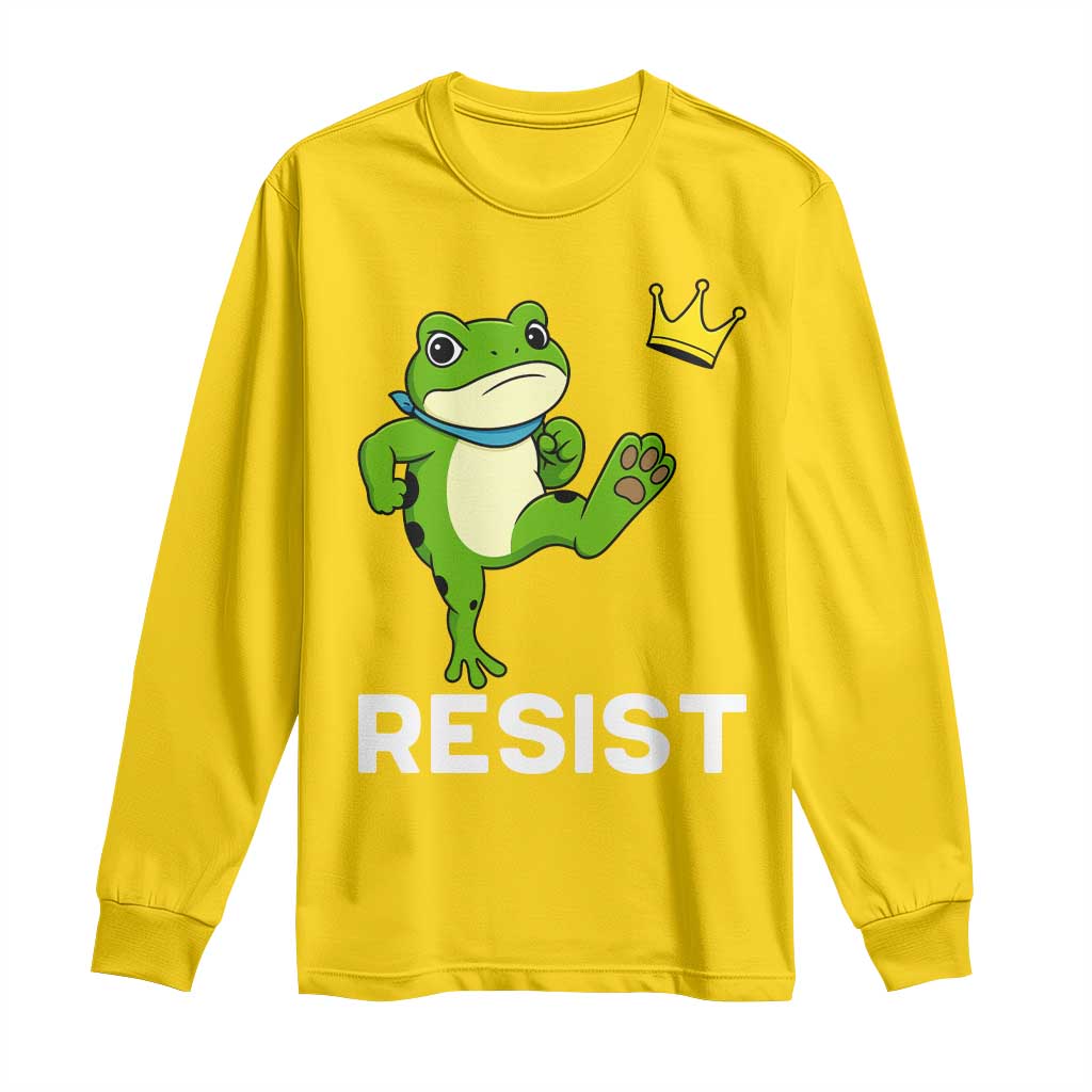 Resist Frog Kicking Crown Long Sleeve Shirt Funny No Kings In America Free Portland TS02 Daisy Print Your Wear