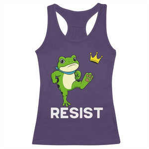 Resist Frog Kicking Crown Racerback Tank Top Funny No Kings In America Free Portland TS02 Purple Print Your Wear