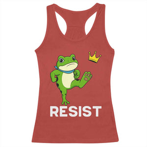 Resist Frog Kicking Crown Racerback Tank Top Funny No Kings In America Free Portland TS02 Red Print Your Wear