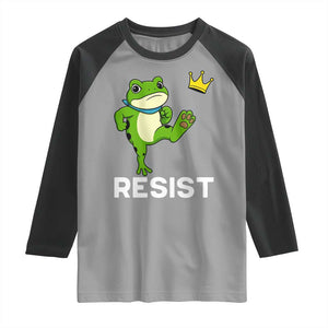 Resist Frog Kicking Crown Raglan Shirt Funny No Kings In America Free Portland TS02 Sport Gray Black Print Your Wear