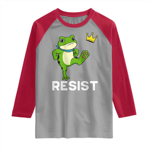 Resist Frog Kicking Crown Raglan Shirt Funny No Kings In America Free Portland TS02 Sport Gray Red Print Your Wear