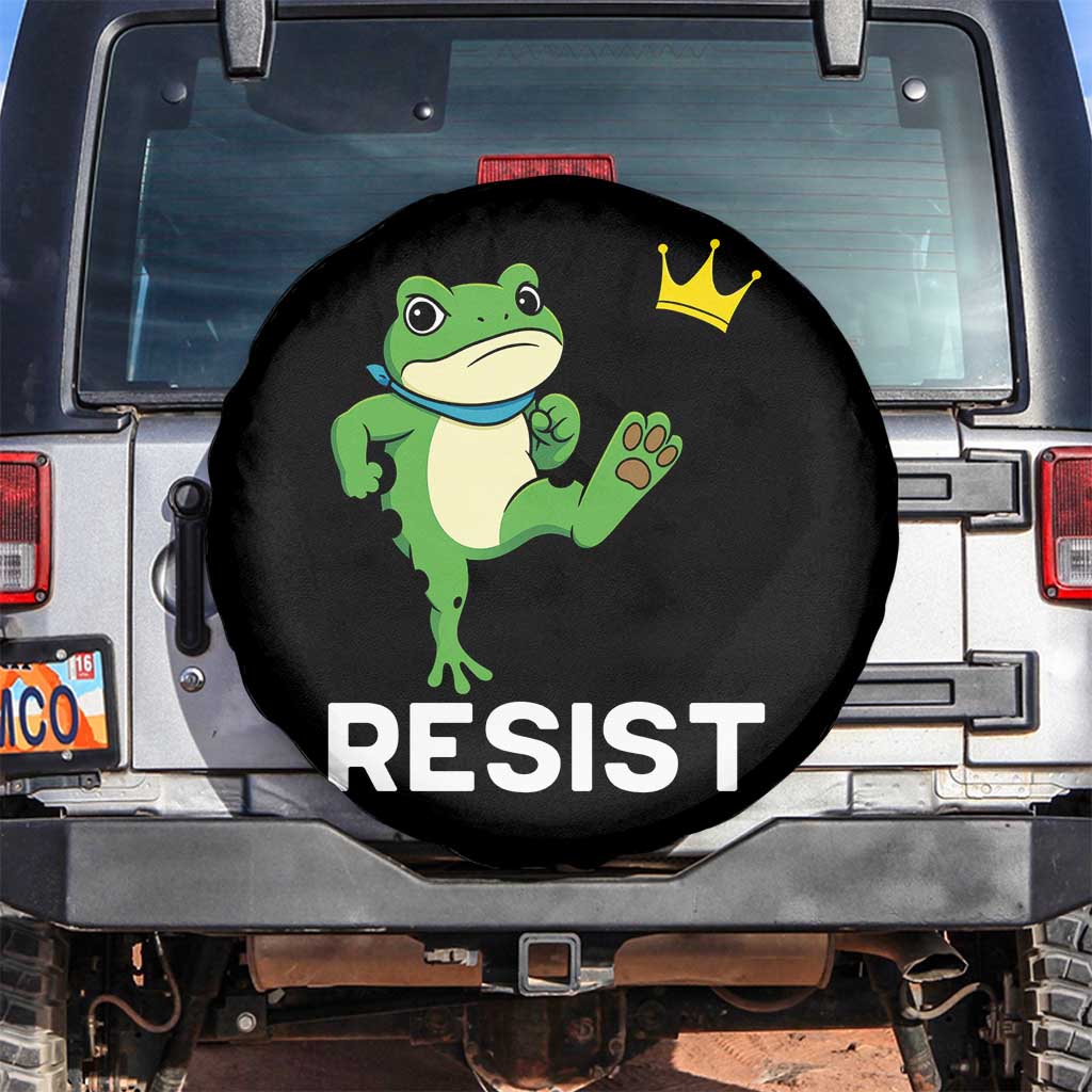 Resist Frog Kicking Crown Spare Tire Cover Funny No Kings In America Free Portland TS02 No hole Black Print Your Wear