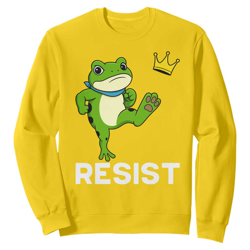 Resist Frog Kicking Crown Sweatshirt Funny No Kings In America Free Portland TS02 Daisy Print Your Wear
