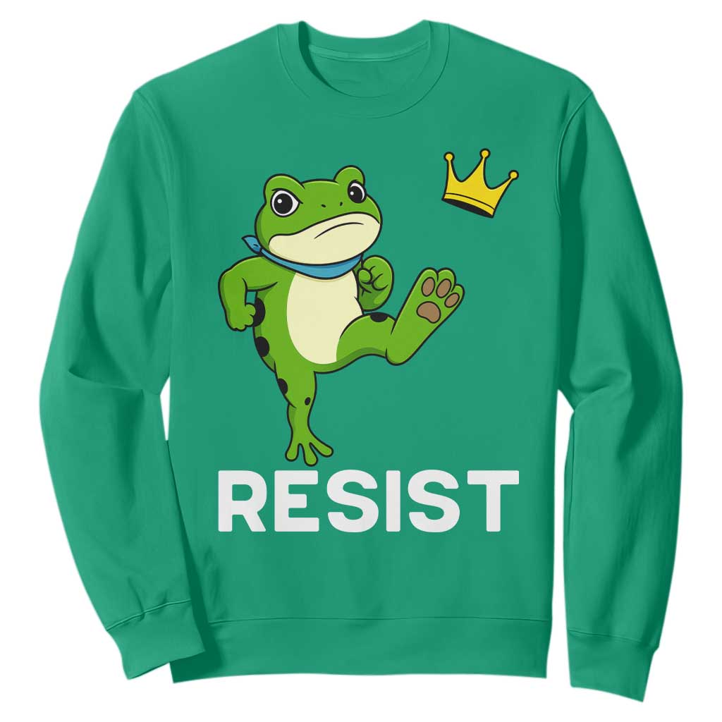 Resist Frog Kicking Crown Sweatshirt Funny No Kings In America Free Portland TS02 Irish Green Print Your Wear