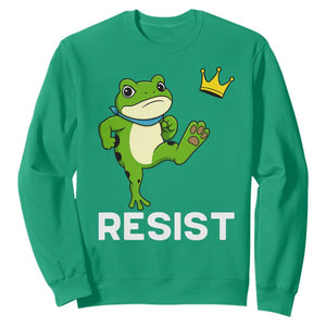 Resist Frog Kicking Crown Sweatshirt Funny No Kings In America Free Portland TS02 Irish Green Print Your Wear