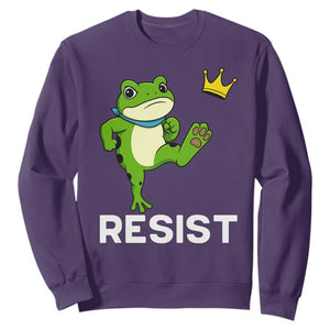 Resist Frog Kicking Crown Sweatshirt Funny No Kings In America Free Portland TS02 Purple Print Your Wear