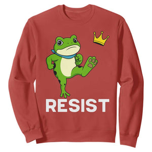 Resist Frog Kicking Crown Sweatshirt Funny No Kings In America Free Portland TS02 Red Print Your Wear