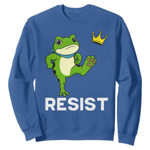 Resist Frog Kicking Crown Sweatshirt Funny No Kings In America Free Portland TS02 Royal Blue Print Your Wear