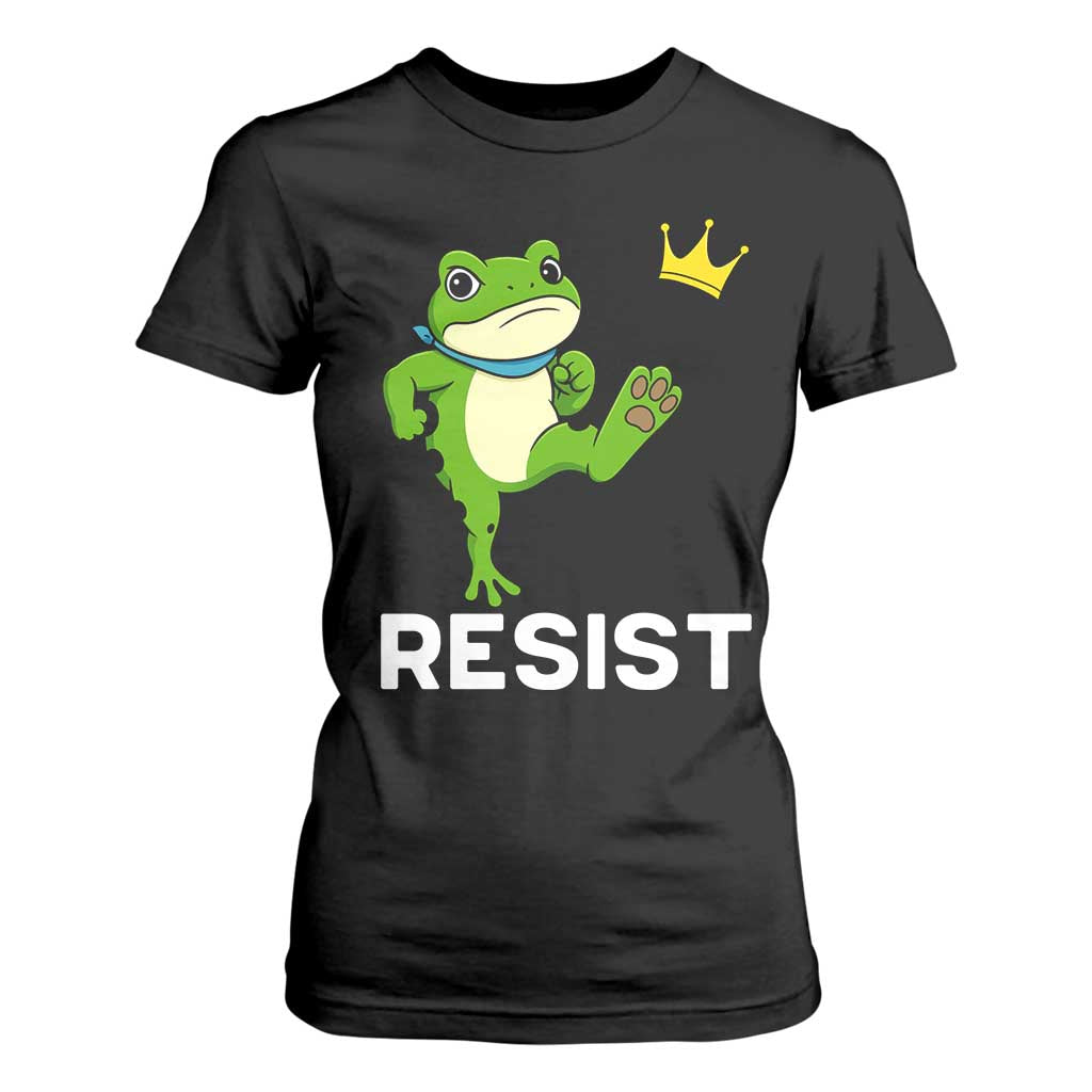 Resist Frog Kicking Crown T Shirt For Women Funny No Kings In America Free Portland TS02 Black Print Your Wear