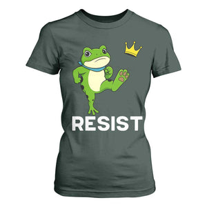 Resist Frog Kicking Crown T Shirt For Women Funny No Kings In America Free Portland TS02 Dark Forest Green Print Your Wear